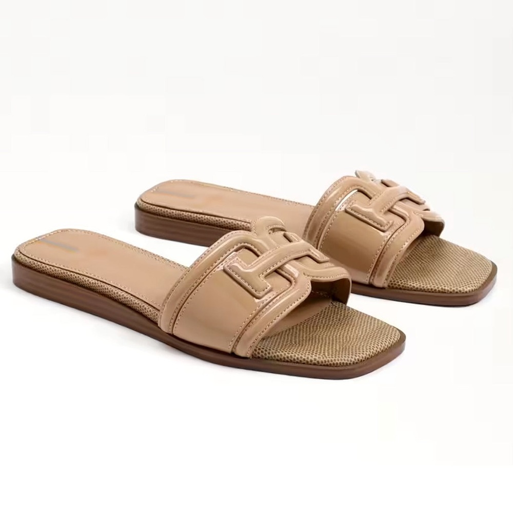 Sam Edelman Irina Slip On Slide Sandals - Almond Sesame - Women’s Size 8